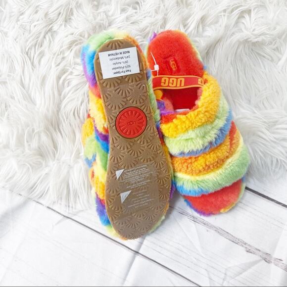 UGG Women's Fluff Yeah Faux Sheepskin Slingback Open Toe Slippers Size 12 - Picture 5 of 7